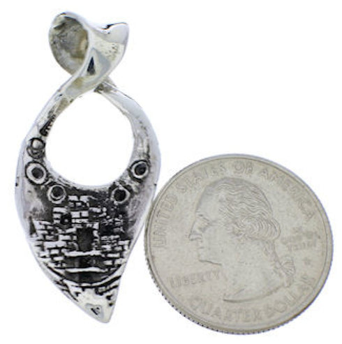 Turquoise Reversible Native American Village Design Pendant PX30201