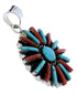 Coral And Turquoise Southwest Sterling Silver Pendant EX28624