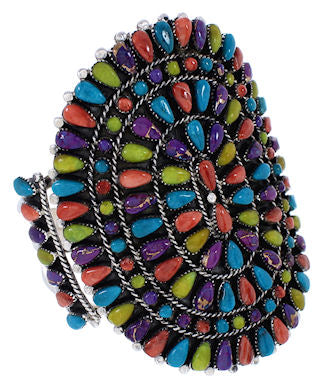 Genuine Sterling Silver Multicolor Jewelry Cuff Bracelet MX27957