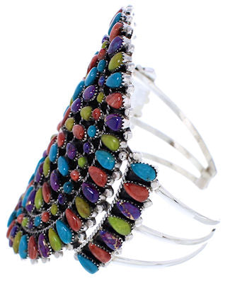 Genuine Sterling Silver Multicolor Jewelry Cuff Bracelet MX27957