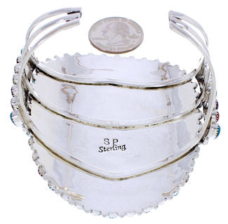 Genuine Sterling Silver Multicolor Jewelry Cuff Bracelet MX27957