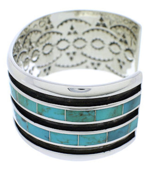 Southwest Turquoise And Sterling Silver Jewelry Cuff Bracelet EX27539