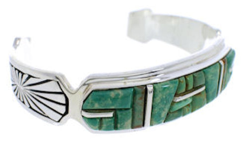 Sterling Silver Turquoise Inlay Southwestern Cuff Bracelet MX27323