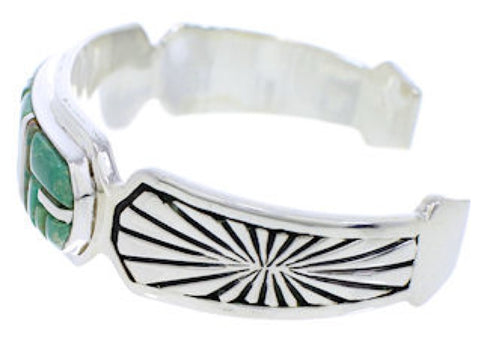 Sterling Silver Turquoise Inlay Southwestern Cuff Bracelet MX27323