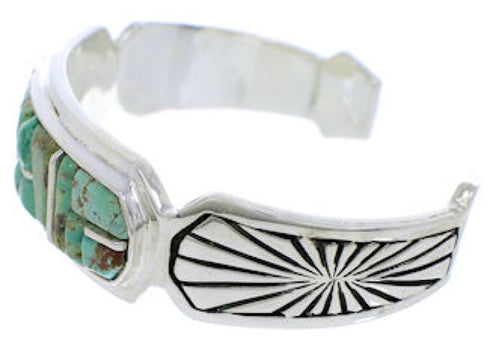Genuine Sterling Silver Turquoise Inlay Jewelry Cuff Bracelet MX27324