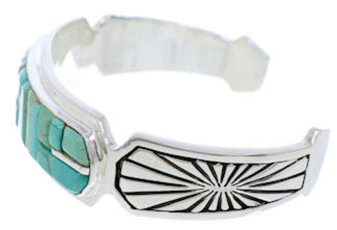 Genuine Sterling Silver Turquoise Inlay Jewelry Cuff Bracelet MX27327