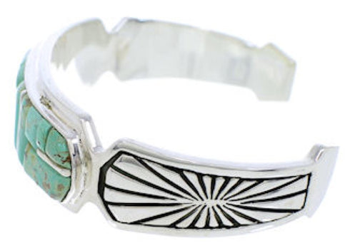 Genuine Sterling Silver Turquoise Inlay Jewelry Cuff Bracelet MX27331