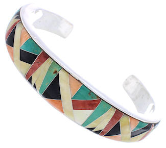 Multicolor Inlay Sunset Whiterock Silver Bracelet Jewelry PX28110