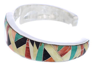 Multicolor Inlay Sunset Whiterock Silver Bracelet Jewelry PX28110