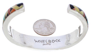 Multicolor Inlay Sunset Whiterock Silver Bracelet Jewelry PX28110