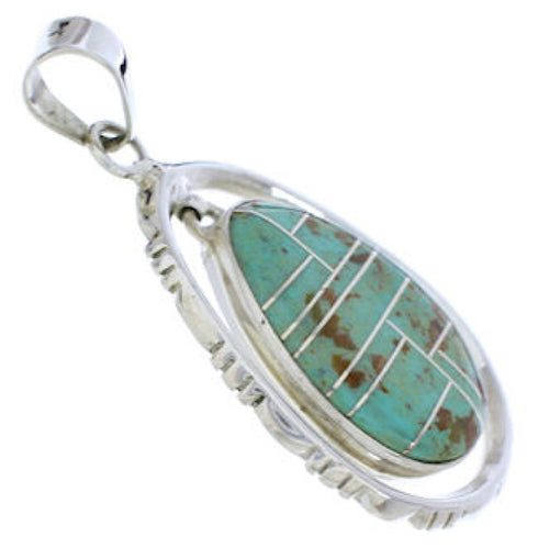 Sterling Sillver Southwest Turquoise Inlay Silver Pendant PX30101