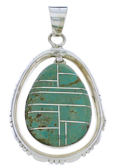 Sterling Silver Turquoise Inlay Pendant Jewelry PX30111