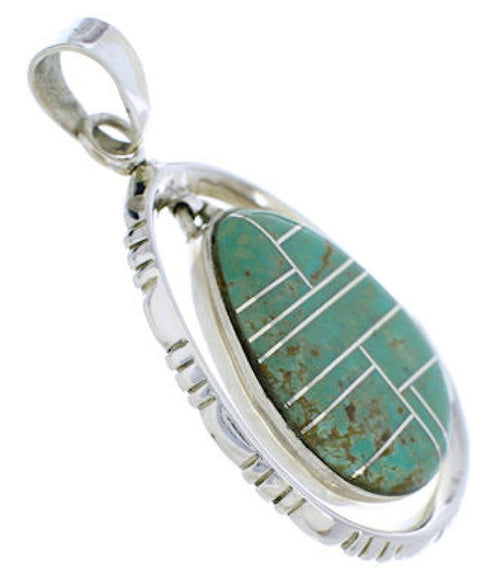Sterling Silver Turquoise Inlay Pendant Jewelry PX30111
