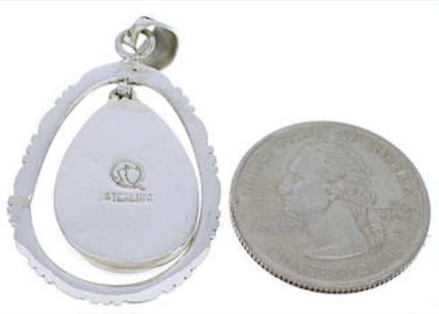 Sterling Silver Turquoise Inlay Pendant Jewelry PX30111