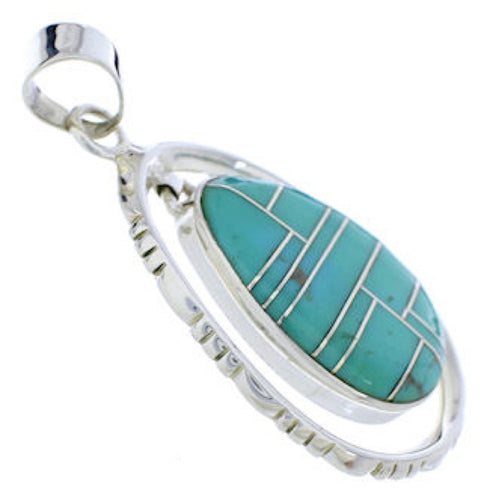 Turquoise Inlay Genuine Sterling Silver Jewelry Pendant PX30114