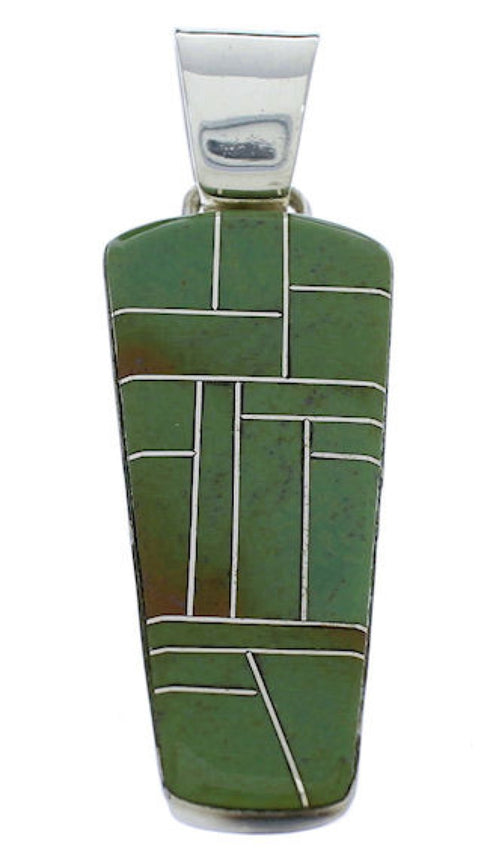 Turquoise Inlay And Silver Southwestern Pendant PX30137