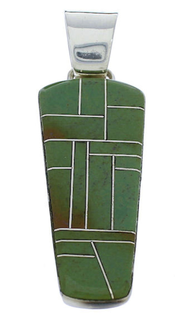 Turquoise Inlay And Silver Southwestern Pendant PX30137
