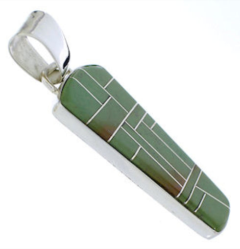 Turquoise Inlay And Silver Southwestern Pendant PX30137
