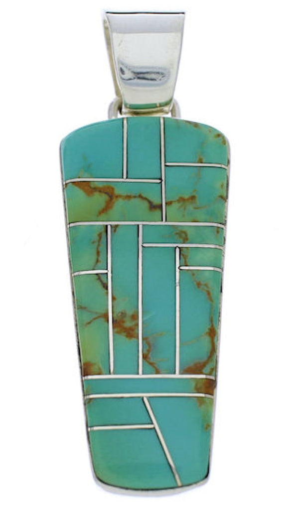 Southwest Sterling Silver Turquoise Inlay Pendant Jewelry PX30143
