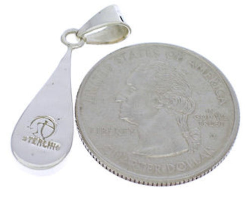 Turquoise Inlay Tear Drop Sterling Silver Jewelry Pendant PX30183