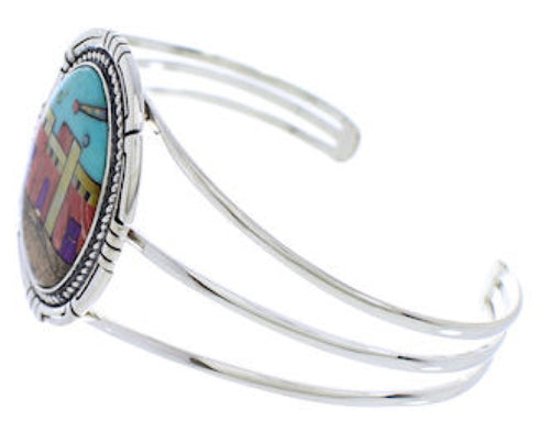Native American Village Design Multicolor Cuff Bracelet MX27460