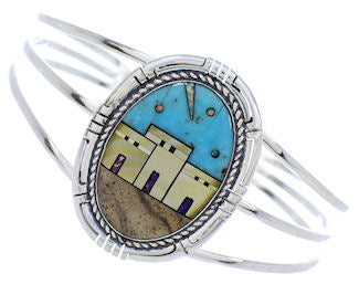 Multicolor Native American Village Design Cuff Bracelet MX27462