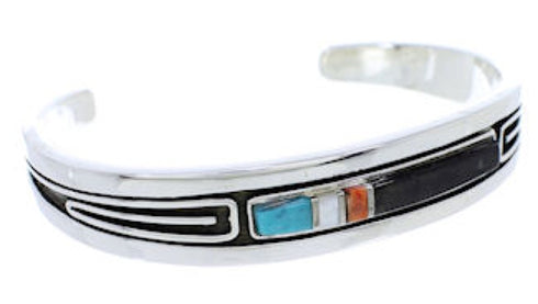Multicolor Inlay Jewelry Silver Cuff Bracelet MX27493
