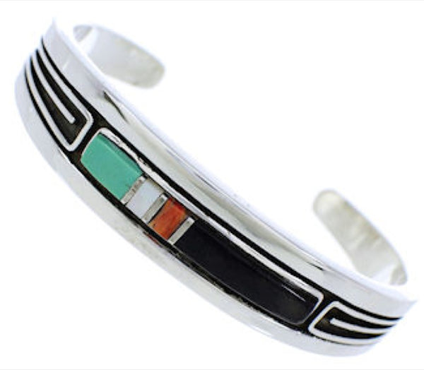 Multicolor Inlay Jewelry Sterling Silver Cuff Bracelet MX27495
