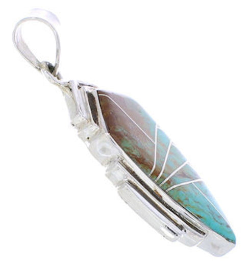 Turquoise Inlay Jewelry Sterling Silver Pendant EX29654