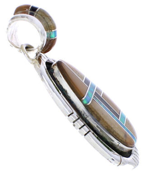 Tier Eye And Multicolor Southwestern Silver Pendant EX29685