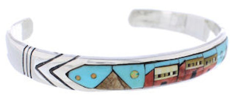 Native American Design Multicolor Sterling Silver Bracelet MX27568