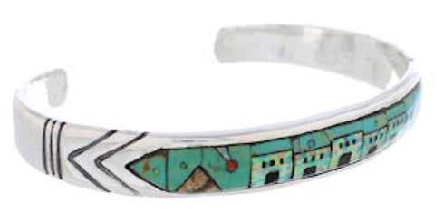 Silver Native American Village Design Multicolor Bracelet MX27574