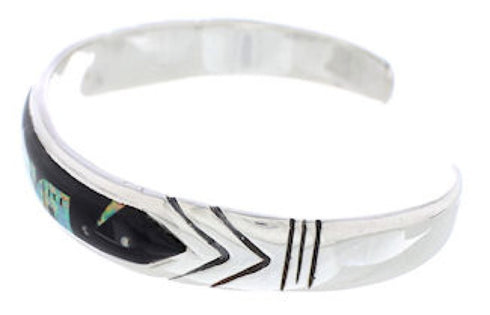 Black Jade Opal Native American Village Design Cuff Bracelet MX27609