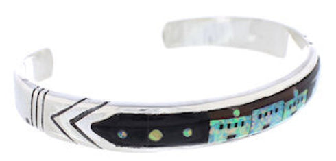Black Jade Native American Village Design Opal Cuff Bracelet MX27612