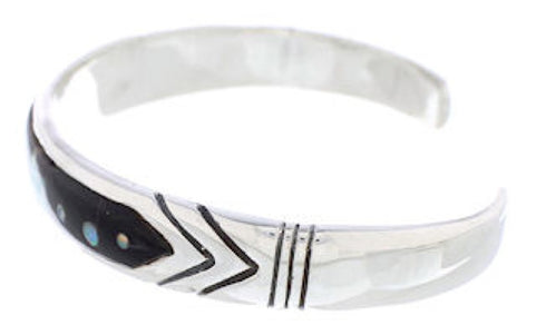 Black Jade Native American Village Design Opal Cuff Bracelet MX27612