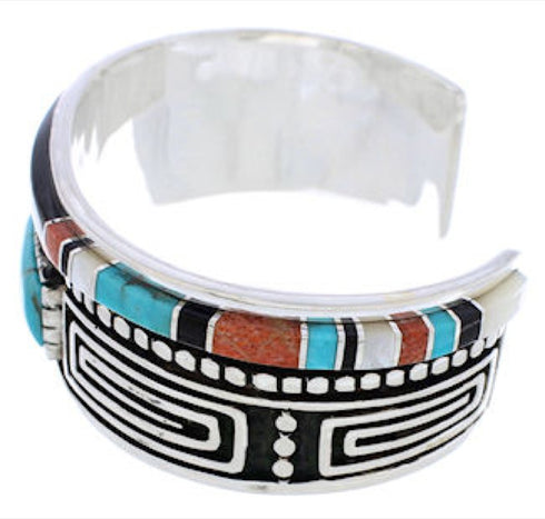 Sterling Silver Water Wave Multicolor Jewelry Cuff Bracelet MX27532