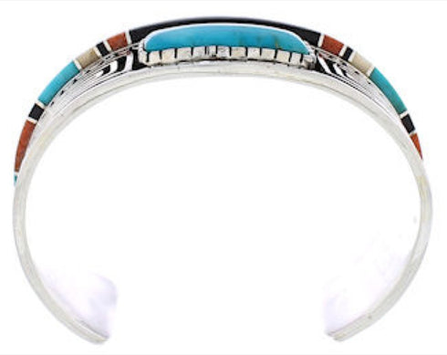 Sterling Silver Water Wave Multicolor Jewelry Cuff Bracelet MX27532