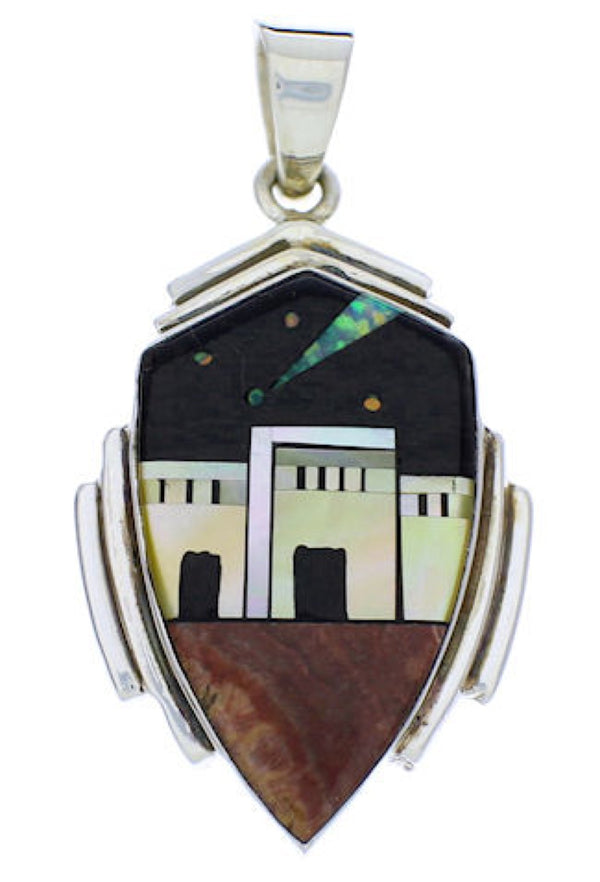 Sterling Silver Native American Design Multicolor Pendant PX29744