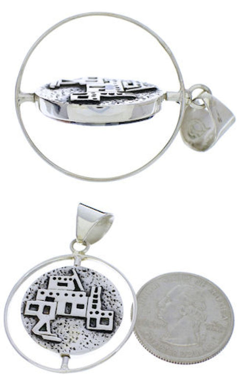 Native American Design Multicolor Silver Reversible Pendant PX29783