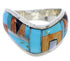 Silver Southwest Inlay Multicolor Ring Size 8-1/2 JX37815