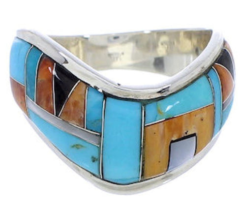 Silver Southwest Multicolor Ring Size 7-1/2 JX37818