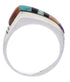Southwestern Sterling Silver Multicolor Inlay Ring Size 7-1/2 UX36084