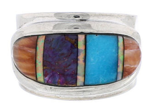 Silver And Multicolor Southwest Ring Size 8-1/4 UX36198