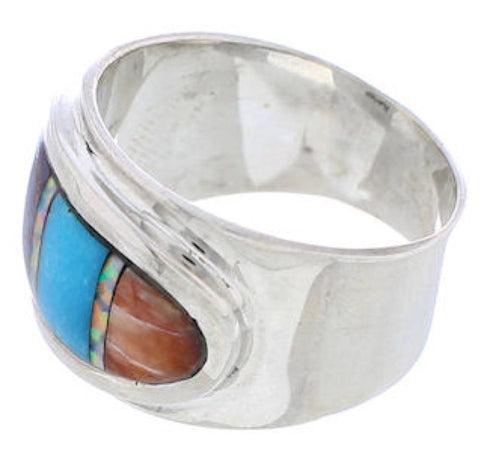 Silver And Multicolor Southwest Ring Size 8-1/4 UX36198