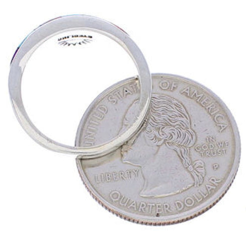 Multicolor Inlay Sterling Silver Jewelry Ring Size 6-3/4 UX36226