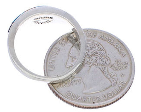 Sterling Silver Multicolor Inlay Jewelry Ring Size 6-3/4 UX36230