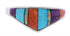 Southwestern Sterling Silver Multicolor Inlay Ring Size 7-3/4 UX36475