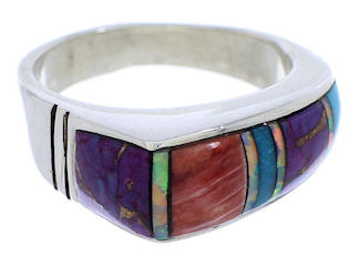 Multicolor Inlay Silver Southwest Ring Size 5-1/2 EX50989