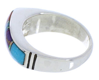 Multicolor Inlay Silver Southwest Ring Size 5-1/2 EX50989