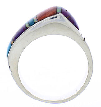 Multicolor Inlay Silver Southwest Ring Size 5-1/2 EX50989